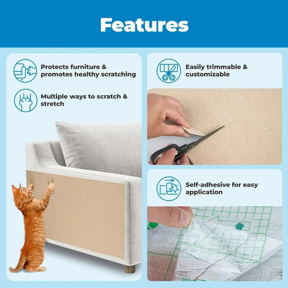 Catify Peel & Stick Cat Scratching Mat – Self-Adhesive, Trimmable Cat Scratch Pa